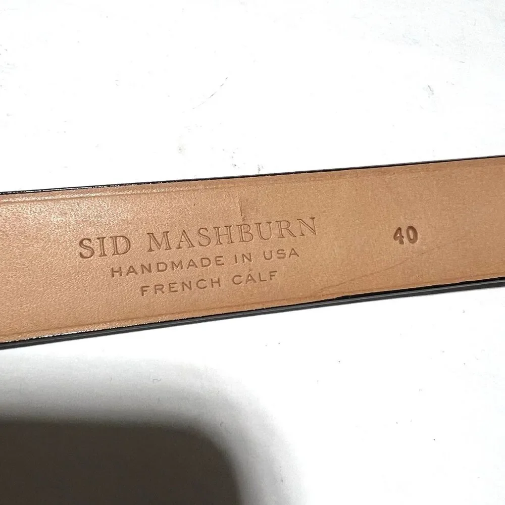 Sid Mashburn Slim Brown Leather Brass Buckle Belt Size 40